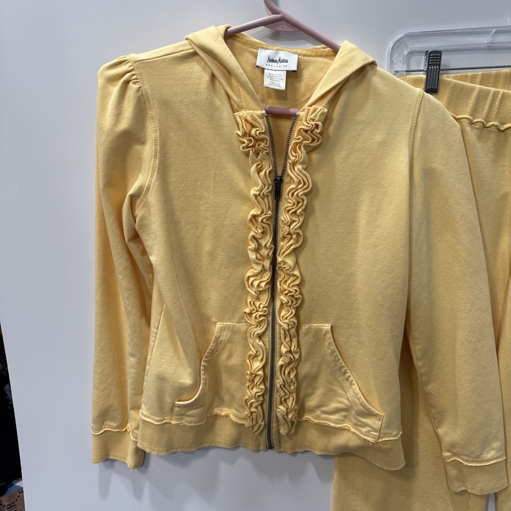 Neimann Marcus Yellow Track Suit Straight Leg, Full Zip Hooded Jacket Size Small - Picture 2 of 16